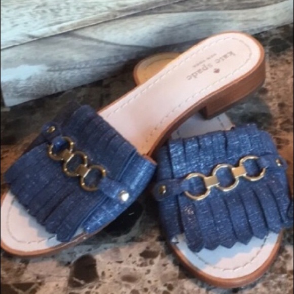 Kate Spade BRIE BLUE Denium SLIDE SANDALS size 10 - Picture 3 of 5